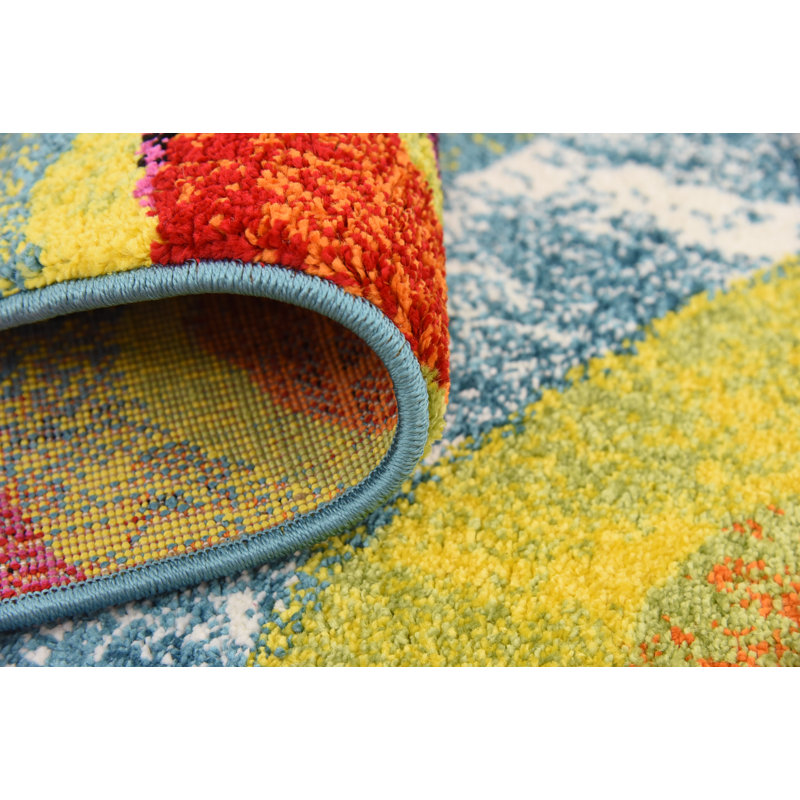 Latitude Run® Elvia Abstract Blue/Red/Yellow Area Rug & Reviews Wayfair